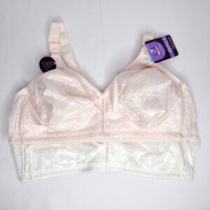 2 Bali Bra 42C 3372 Double Support Lace Wirefree Spa Closure White Pink